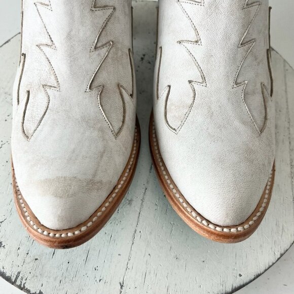 Lane CHELSEA Womens Cowboy Bootie 10 Western White Short Ankle Cowgirl Boots - Picture 6 of 11